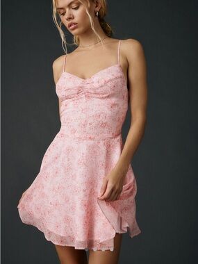 Urban Outfitters Pink Floral Slip Mini Dress